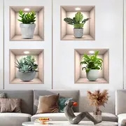 4pcs plant decor stickers pvc wall stickers for living room bedroom office self adhesive home decor stickers details 3
