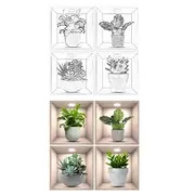 4pcs plant decor stickers pvc wall stickers for living room bedroom office self adhesive home decor stickers details 4