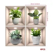 4pcs plant decor stickers pvc wall stickers for living room bedroom office self adhesive home decor stickers details 5