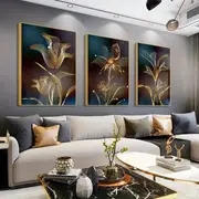 3pcs art canvas paintings abstract black golden flower poster nordic art plant leaf canvas painting modern wall picture no frames details 1