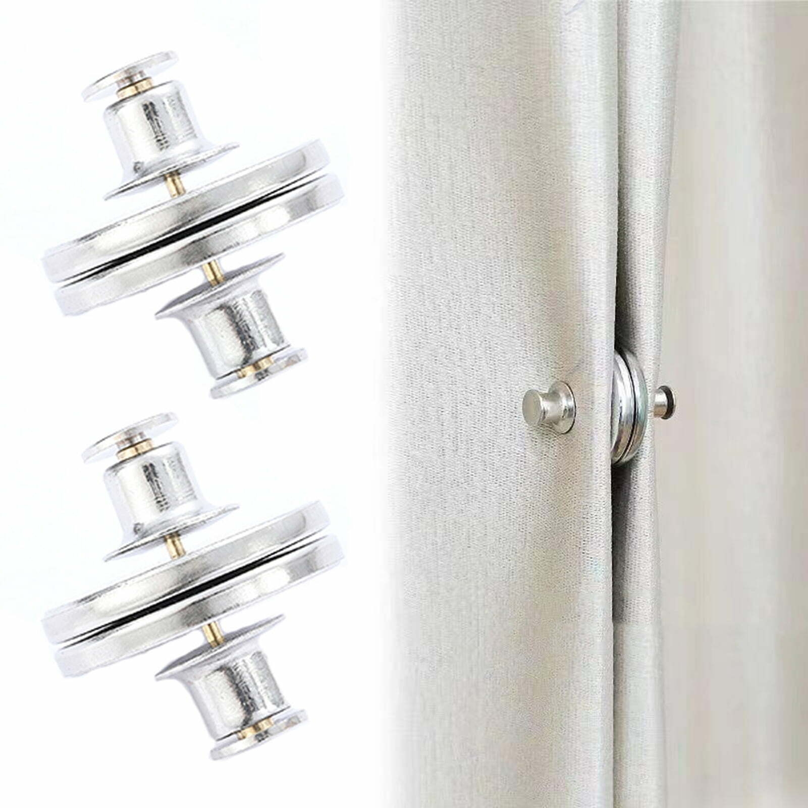 Fairnull 1 Pair Curtain Magnet Closure Prevent Light Leaking Strong Alloy Bathroom Shower Curtain Weight Magnet Clasp Holdback Button Home Supplies