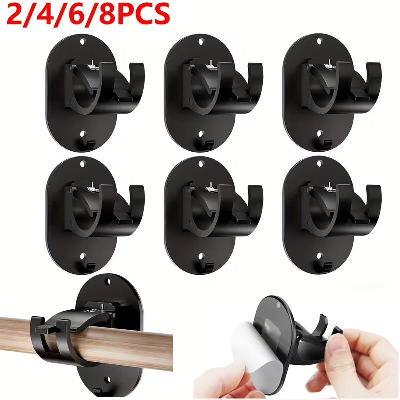 2 4 6 8pcs no drill curtain rod brackets no drilling self curtain rod holder universal nail free adjustable curtain rods hooks for bathroom bedroom livingroom kitchen christmas halloween gift decoration Product details 1