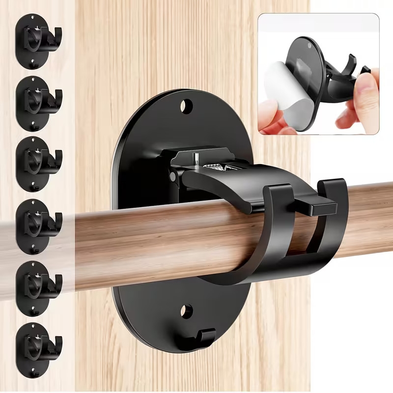 2 4 6 8pcs no drill curtain rod brackets no drilling self curtain rod holder universal nail free adjustable curtain rods hooks for bathroom bedroom livingroom kitchen christmas halloween gift decoration Product details 7