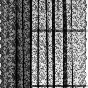 Rose Floral Black Sheer Scalloped Lace Curtains Privacy Vintage Lace Curtains for Windows