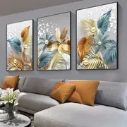 3pcs 15 7 23 6in 40cm 60cm frameless modern golden butterfly leaves wall art canvas painting art for living room cuadros decor no frame details 2