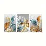 3pcs 15 7 23 6in 40cm 60cm frameless modern golden butterfly leaves wall art canvas painting art for living room cuadros decor no frame details 6