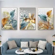 3pcs 15 7 23 6in 40cm 60cm frameless modern golden butterfly leaves wall art canvas painting art for living room cuadros decor no frame details 4