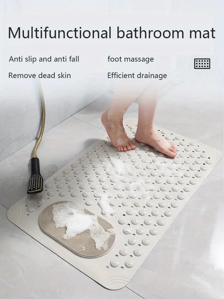 1pc bathroom rubber non slip mat shower foot mat with draining holes bathtub mat with suction cups bathroom accessories details 5