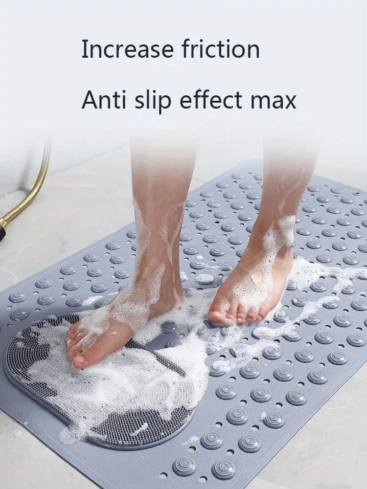 1pc bathroom rubber non slip mat shower foot mat with draining holes bathtub mat with suction cups bathroom accessories details 3