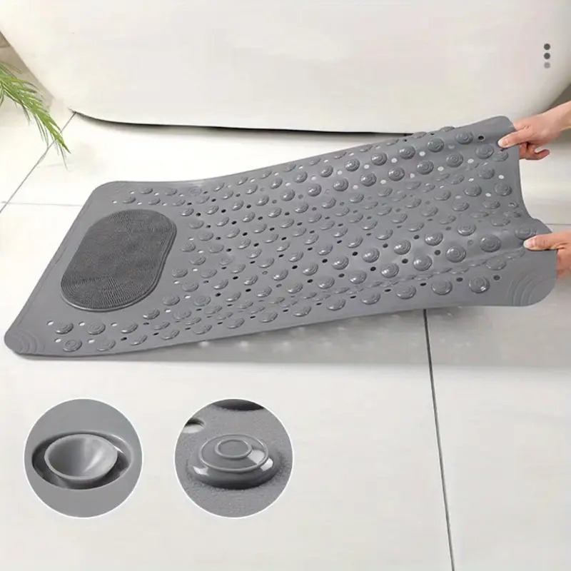 1pc bathroom rubber non slip mat shower foot mat with draining holes bathtub mat with suction cups bathroom accessories details 6