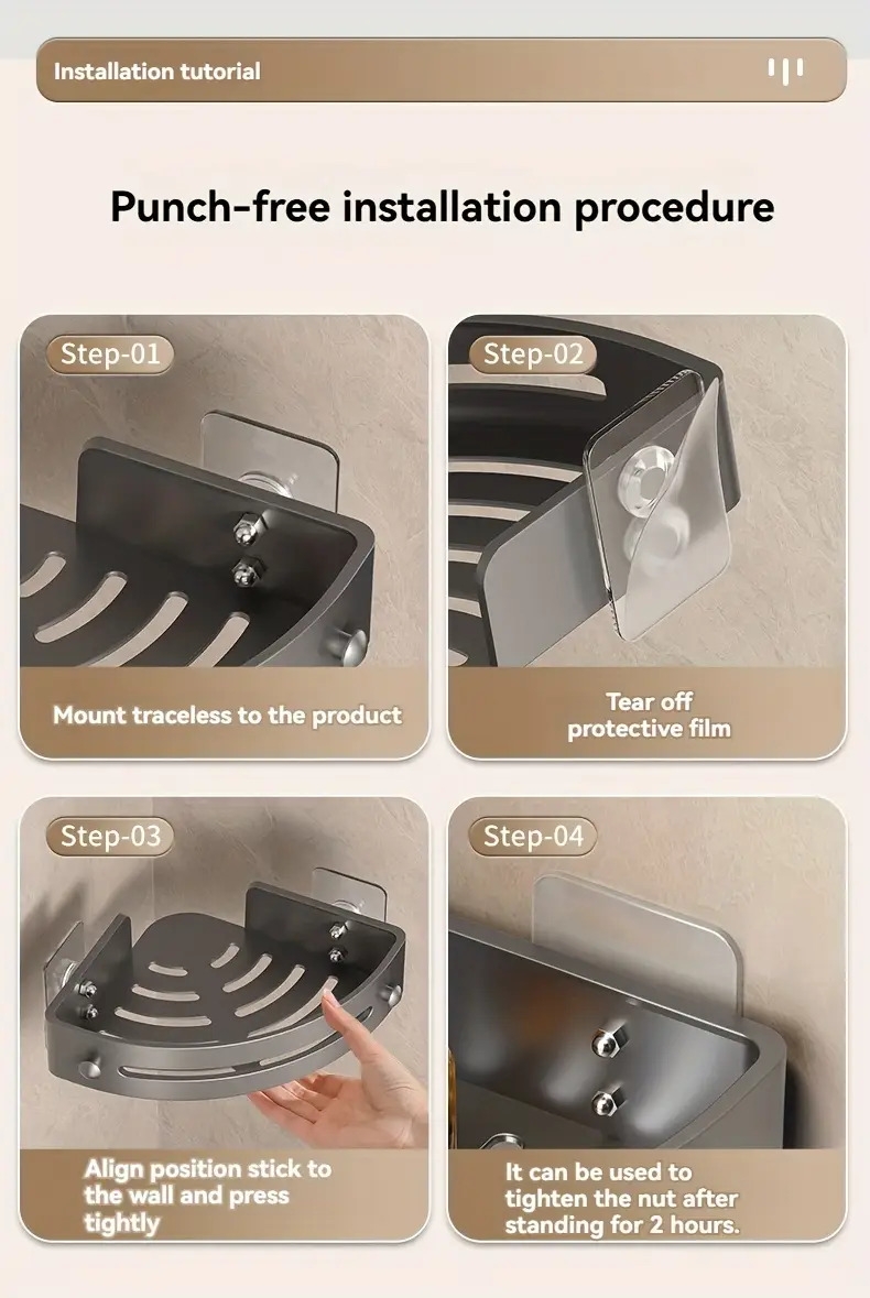 1pc 2pcs bathroom storage rack corner shower caddy organizer punch free corner shelf wall mounted storage rack bathroom accessories details 1