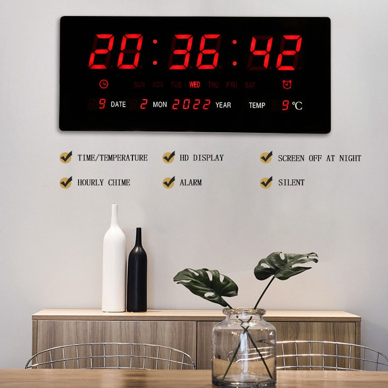 Horloge murale numérique avec affichage LED à tubes Nixie de grande taille 3615
