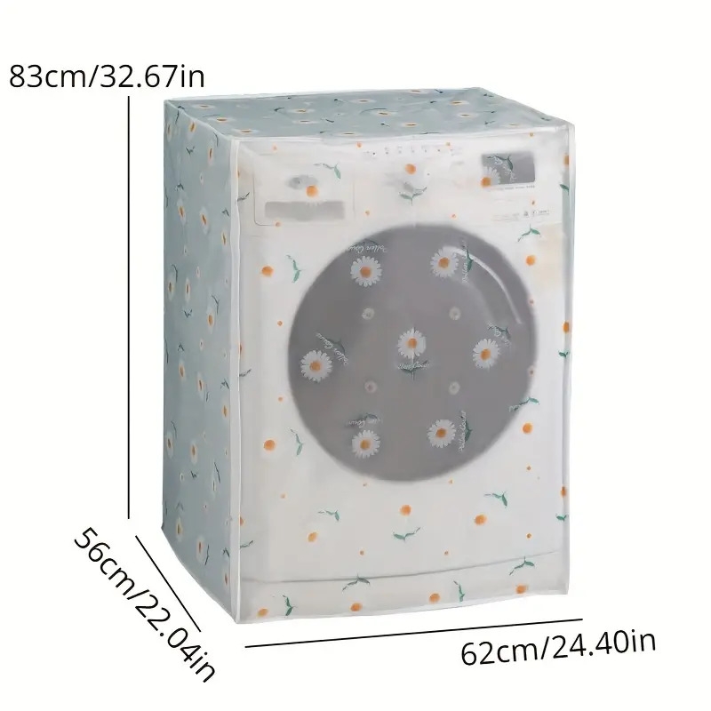 1pc household wave wheel type roller type washing machine thickened dust proof moisture proof and mildew proof cover zipper washing machine cover details 2