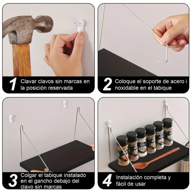 3pcs set floating shelves no drill wall mounted storage rack wooden home decor organizer shelf for living room bedroom space saving minimalist decor with bonus hooks details 7