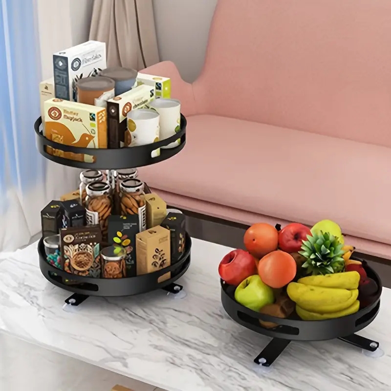 1pc turntable organizer 3 tier rotating kitchen storage rack with non slip base and 360 degree turntable for seasoning tableware and makeup tools rotatable storage tray salt sauce and vinegar countertop storage rack kitchen stuff details 5