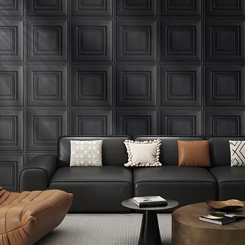  /100片 3毫米厚防水防潮自粘纯色凹凸3d墙纸，xpe材质耐磨可移除，尺寸13.78*13.78英寸，适用于客厅、卧室、浴室、厨房 商品详情 4