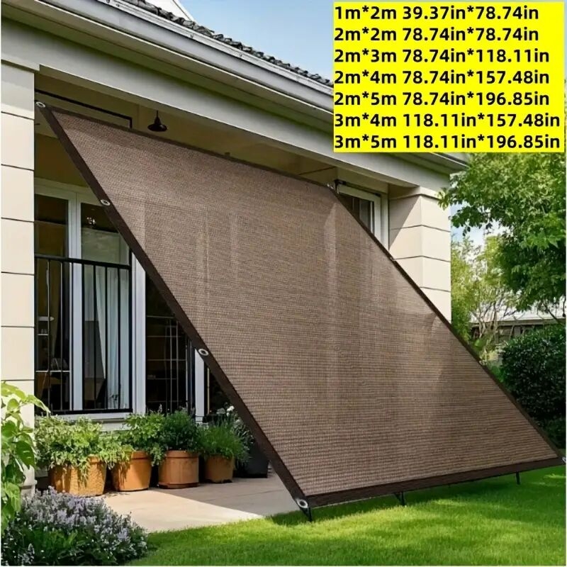 棕色遮阳网 - 厚实抗老化户外天篷,适用于露台、花园和露营,具有高遮阳率 商品详情 1