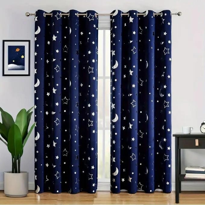 product_image_name-Home Decorators Collection-132*183 New Blackout Curtain With Silver Star And Moon.-1