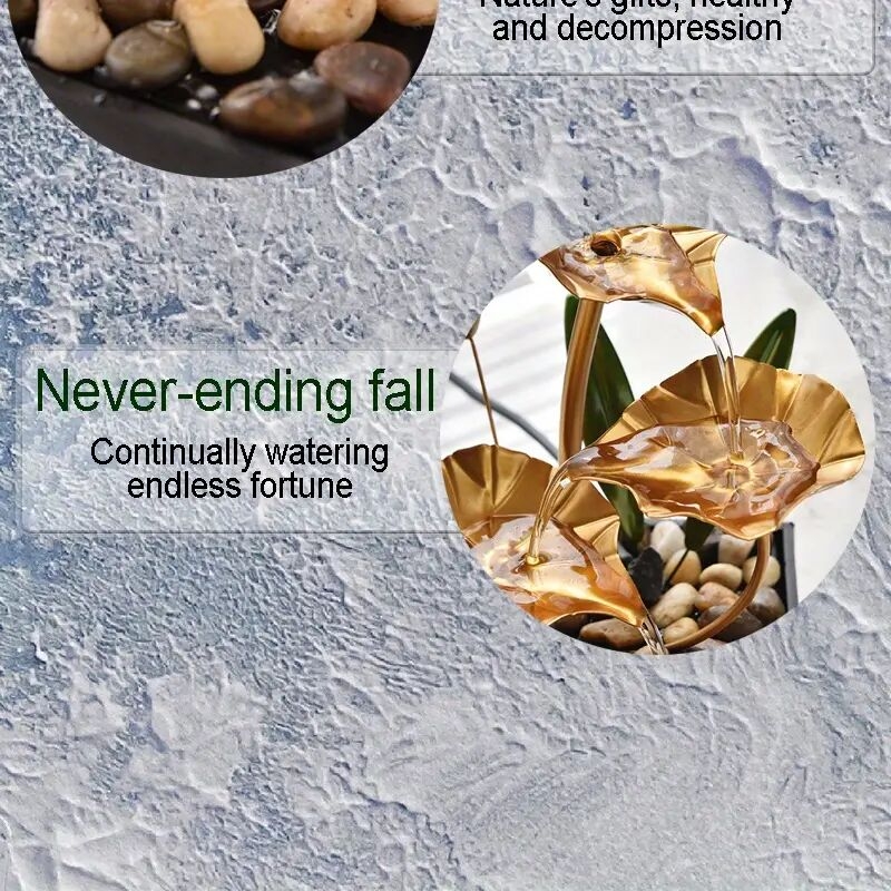 1pc desktop mini tabletop fountain minimalist flowing waterfall fountain tabletop fountain with led light water decoration relax tabletop fountain indoor ornaments with natural river stone and reflective lighting office home decor details 3