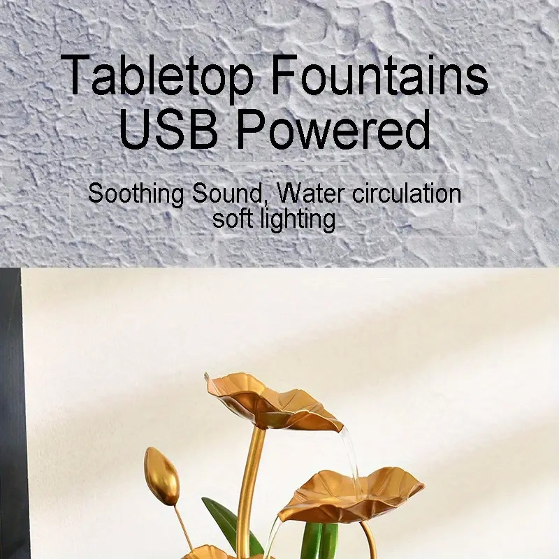 1pc desktop mini tabletop fountain minimalist flowing waterfall fountain tabletop fountain with led light water decoration relax tabletop fountain indoor ornaments with natural river stone and reflective lighting office home decor details 0