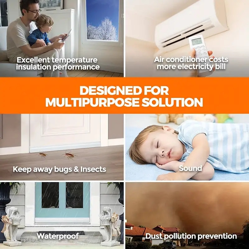 1pc silicone door draft stopper under door draft blocker insulator door sweep weather stripping noise stopper strong adhesive 39 length 7