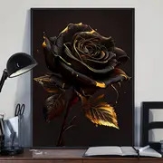 1pc canvas oil painting wall art decoration mysterious vintage black rose autumn decorative artwork wall painting bathroom bedroom office living room home wall decor no frame details 2