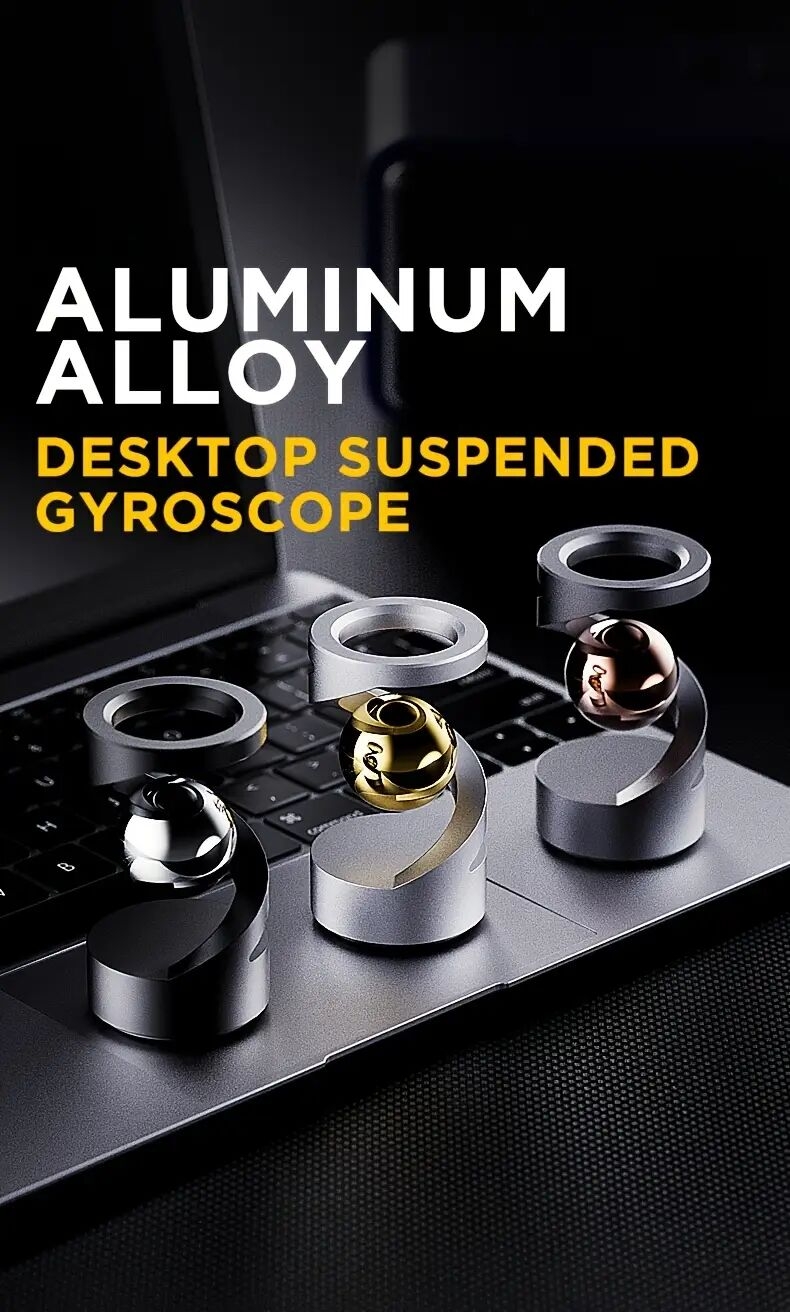 desktop gyroscope office desk decorative items metal desktop decompression toys rotate with fingers desktop suspended gyroscope relaxing desktop toys fidget toys for adults or teens details 0