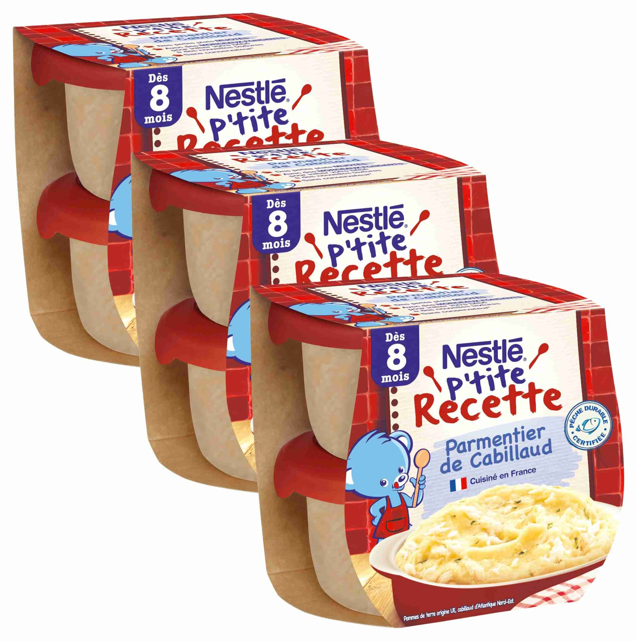 Nestl&eacute; B&eacute;b&eacute; P'tite Recette Parmentier de Cabillaud - Plat complet d&egrave;s 8 mois  - 2 x 200g (Lot de 3) : Amazon.fr: Epicerie