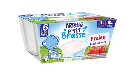 Yaourt bébé fraise P'tit Brassé , Nestlé Bébé