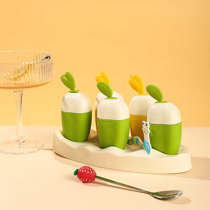 Lot de 5 moules à glace en plastique avec support, 5 emplacements, moules à glace faits maison, forme de haricot mignon