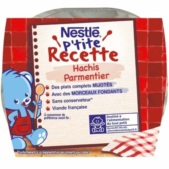 Plat b&eacute;b&eacute; 8+ mois, hachis parmentier P'tite recette NESTLE : les 2 pots de  200 g &agrave; Prix Carrefour