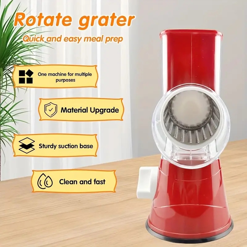 3 in 1 manual food grater set with 3 replaceable blades multifunctional cheese vegetable and fruit slicer large tabletop drum easy to clean rotary grater slicer for fruit grinder for potato carrot nuts details 7