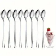 8pcs Stainless Steel Long Handle Ice Tea Spoon Coffee Spoon Ice Cream Stirring Spoon Kitchen Accessories Check Out Today s Deals Now Temu Canada details 0