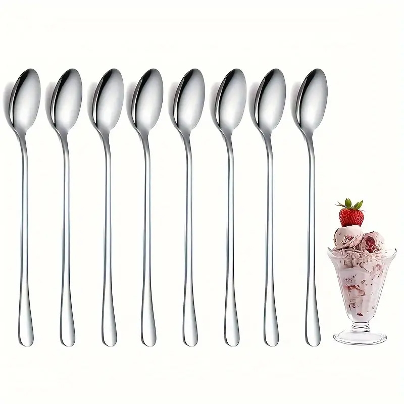 8pcs Stainless Steel Long Handle Ice Tea Spoon Coffee Spoon Ice Cream Stirring Spoon Kitchen Accessories Check Out Today s Deals Now Temu Canada details 0