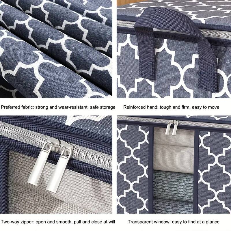 1pc folding storage box with handles non woven fabric clothes basket for clothes blankets books toys household wardrobe organizer space saving organizer of closet bedroom home dorm bedroom accessories details 7