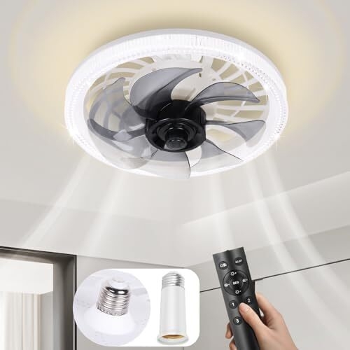 Ventilateur de plafond WESTTREE à intensité variable avec éclairage et télécommande, modèle moderne pour chambre à coucher