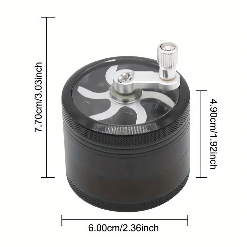 heavy duty 2 5 metal grinder 4 layer manual crusher with handle adjustable black lid   sided grinding mechanism for herbs spices compact portable design no needed Product details 6