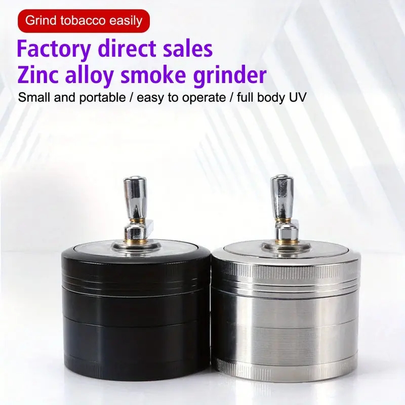 heavy duty 2 5 metal grinder 4 layer manual crusher with handle adjustable black lid   sided grinding mechanism for herbs spices compact portable design no needed Product details 1