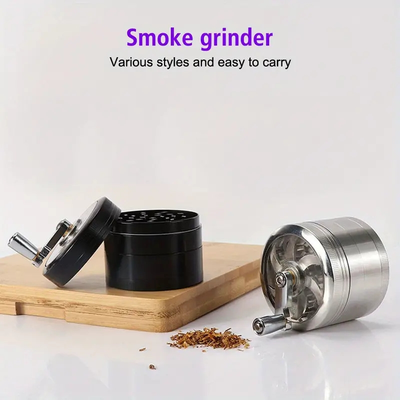 heavy duty 2 5 metal grinder 4 layer manual crusher with handle adjustable black lid   sided grinding mechanism for herbs spices compact portable design no needed Product details 5