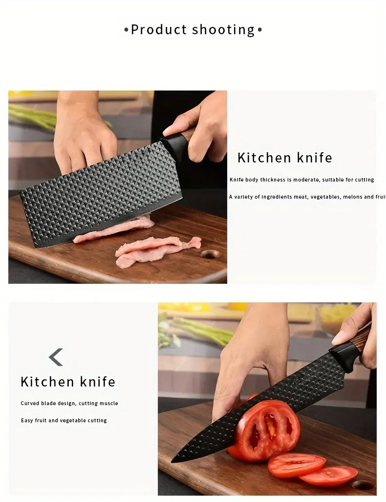 7pcs 6pcs stainless steel kitchen knife set multi purpose knife including watermelon and fruit knife chicken bone shears basic tools for home and restaurant cooking   kitchen accessories gifts restaurant essentials details 9
