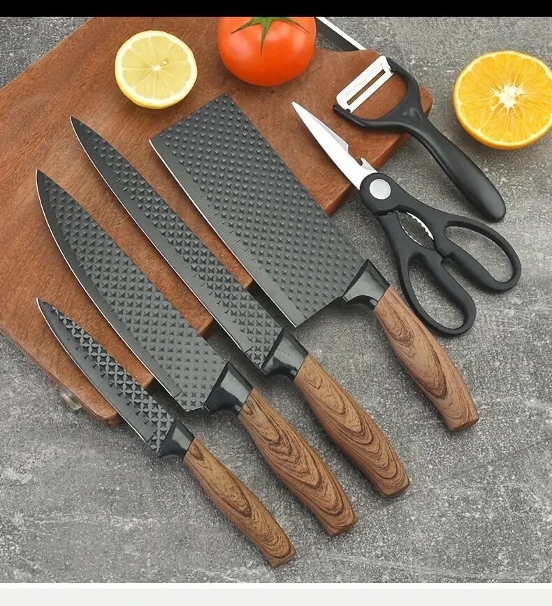 7pcs 6pcs stainless steel kitchen knife set multi purpose knife including watermelon and fruit knife chicken bone shears basic tools for home and restaurant cooking   kitchen accessories gifts restaurant essentials details 1