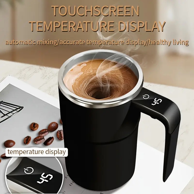 smart self stirring coffee mug with led temperature display 304 stainless steel usb rechargeable auto off feature for   preservation   office camping   material details 1