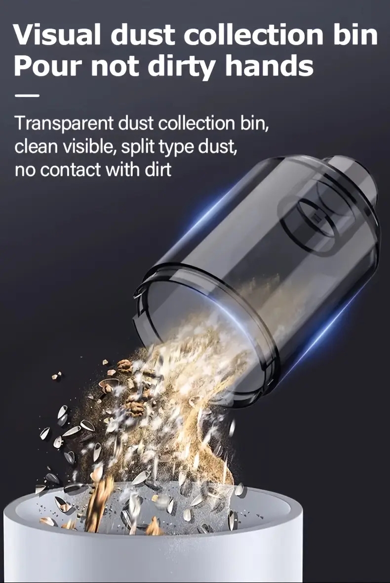 手持式汽车吸尘器，16000pa汽车吸尘器便携式无绳，2合1空气除尘器和吸尘器，多喷嘴，120w高功率手持吸尘器，适用于汽车，家居，宠物，办公室，迷你吸尘器 详情 2