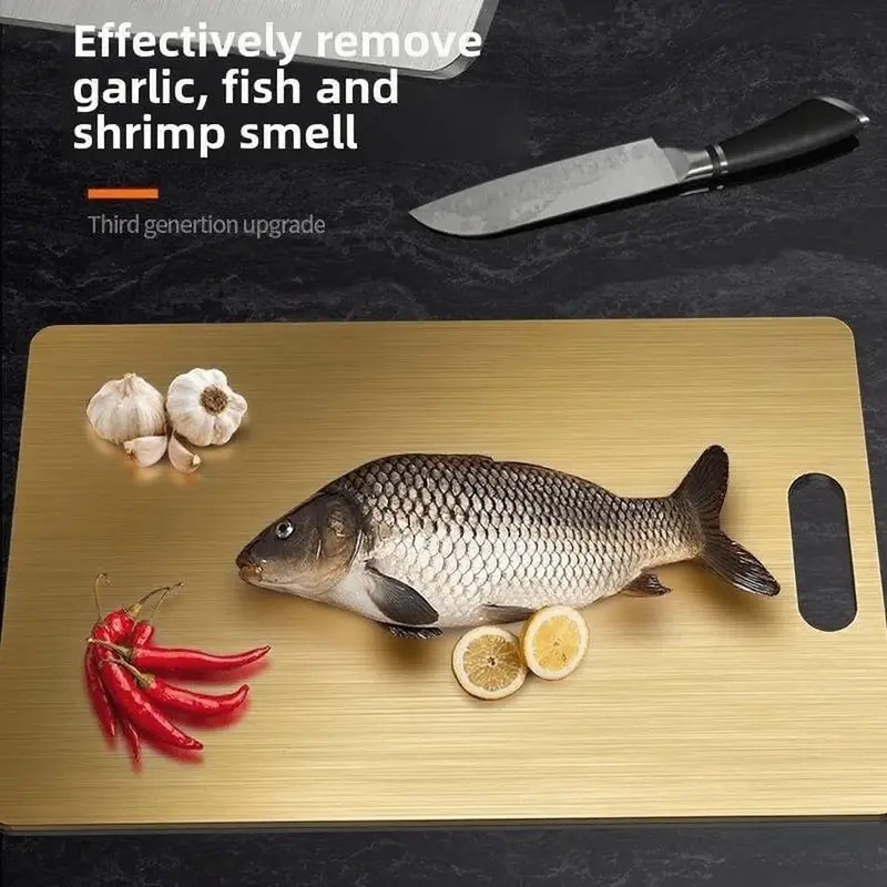 2025高级不锈钢砧板 - 双面重型食品级安全切菜板，圆润边缘和防滑底座设计，大号201不锈钢厨房切片板，适用于家庭和餐厅，洗碗机安全，卫生易清洁，耐用坚固表面适合切肉、蔬菜、奶酪片 - 厨师和家庭烘焙的理想选择, 肉类切割,蔬菜切片,专业厨师 商品详情 1
