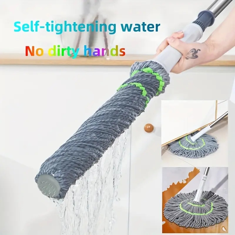easywring spin mop hands free washing self twisting rotating lazy mop with handle ideal for bedroom floors living room bathroom no electricity needed bathroom mop mop design washable mop head reusable mop pads details 0
