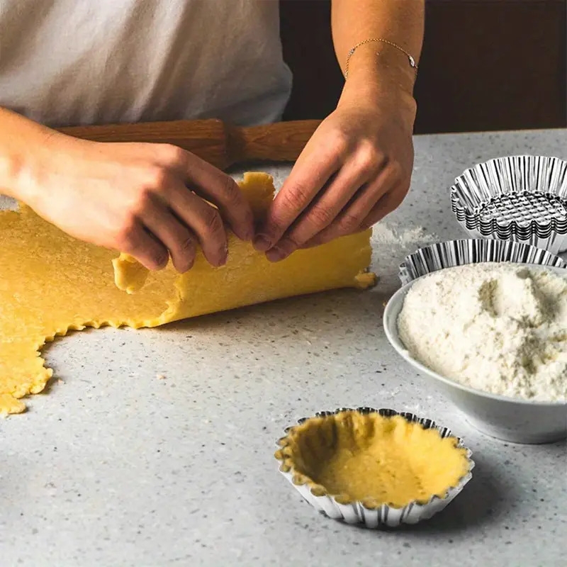 20pcs stainless steel egg tart molds 3 8 large tart molds pie molds non   baking pans baking tools kitchen gadgets kitchen accessories home kitchen items details 3