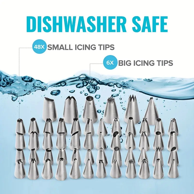 322pcs cake decorating supplies baking supplies set with 1 cake stand 48 numbered icing tips 100 piping bags smoother spatulas muffin cups baking kits for beginners and cake lovers details 0