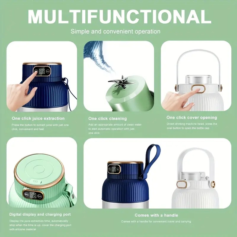 水果榨汁机,便携式多功能饮料杯,升级10 片刀片大容量便携式榨汁机,适用于蔬菜、水果和奶昔的多功能榨汁机搅拌机,充电式榨汁机,适用于运动、旅行和户外便携式搅拌机 商品详情 4