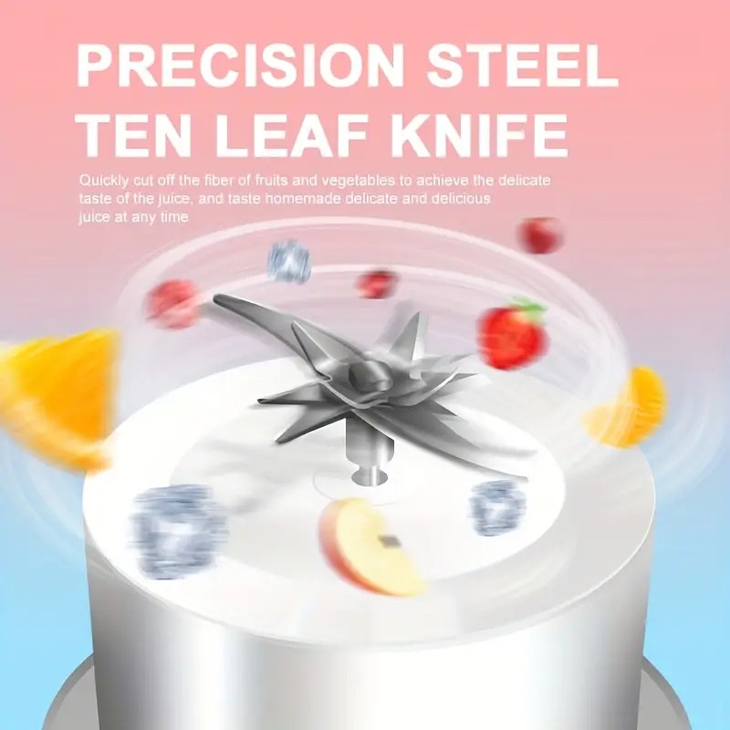 水果榨汁机,便携式多功能饮料杯,升级10 片刀片大容量便携式榨汁机,适用于蔬菜、水果和奶昔的多功能榨汁机搅拌机,充电式榨汁机,适用于运动、旅行和户外便携式搅拌机 商品详情 5