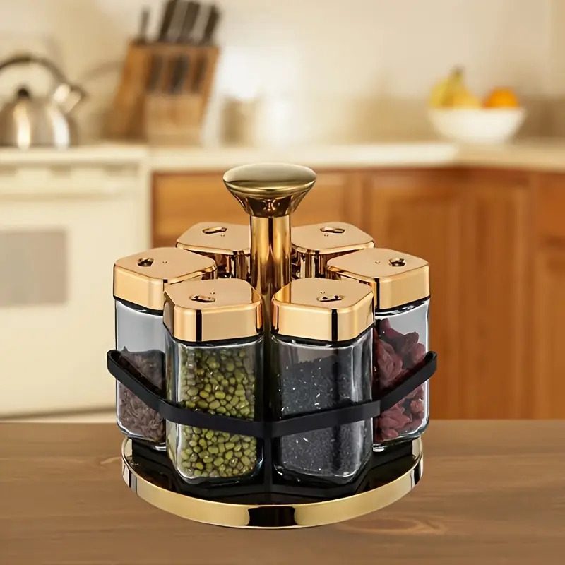 一包 6 个厨房用品调味瓶，玻璃大容量套装，可为厨房调味品罐提供 360 度选择 商品详情 3